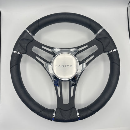 Gussi Italia Boat Steering Wheel Black Brushed Alum Spokes | Manitou