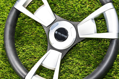 Model M13B Black & Silver Steering Wheel fits CLUB CAR PRECEDENT Golf Carts