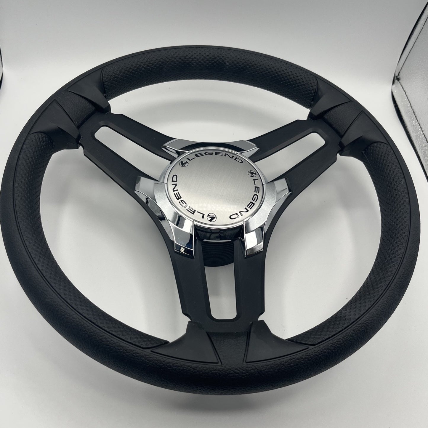 Gussi Italia Marine Steering Wheel Black Brush Metal Spokes | Legend