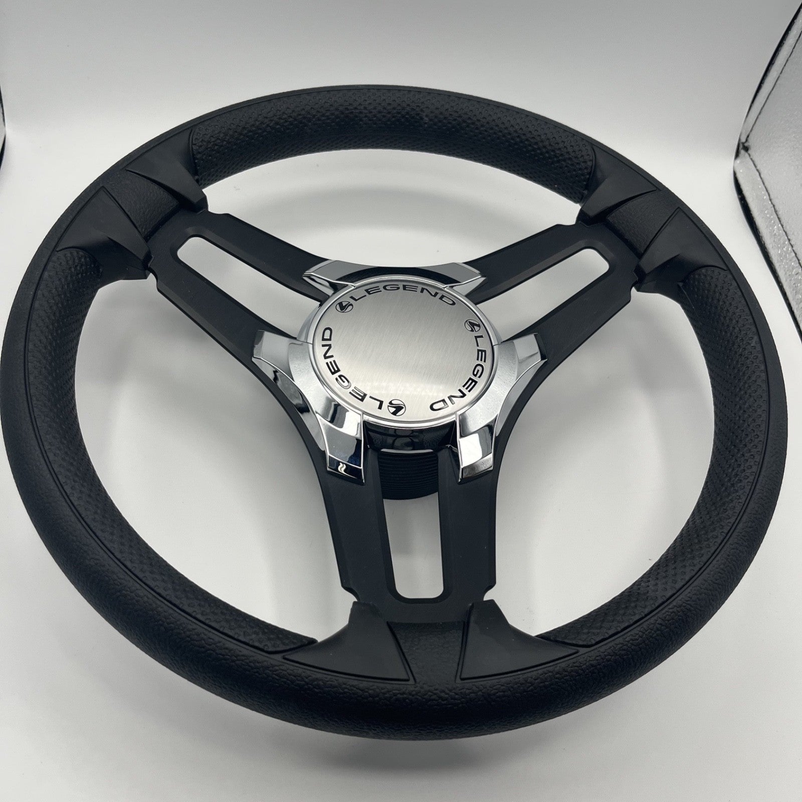 Gussi Italia Marine Steering Wheel Black Brush Metal Spokes | Legend