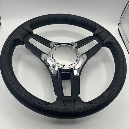 Gussi Italia Marine Steering Wheel Black Brush Metal Spokes | Legend