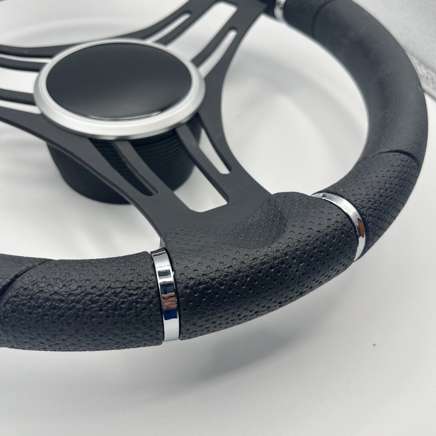 Gussi Italia Boat Steering Wheel Black Brushed Alum Spokes | Black Dome
