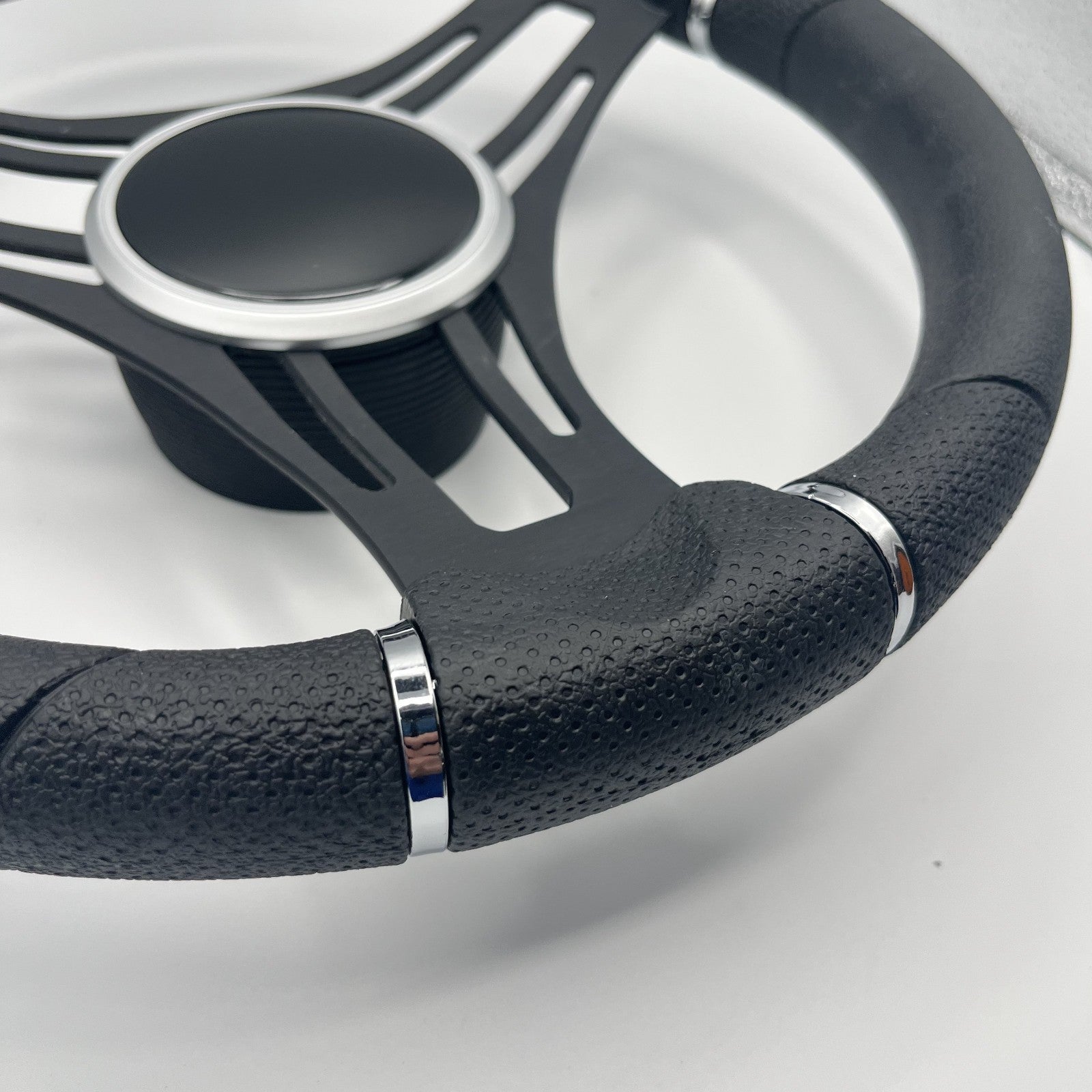 Gussi Italia Boat Steering Wheel Black Brushed Alum Spokes | Black Dome