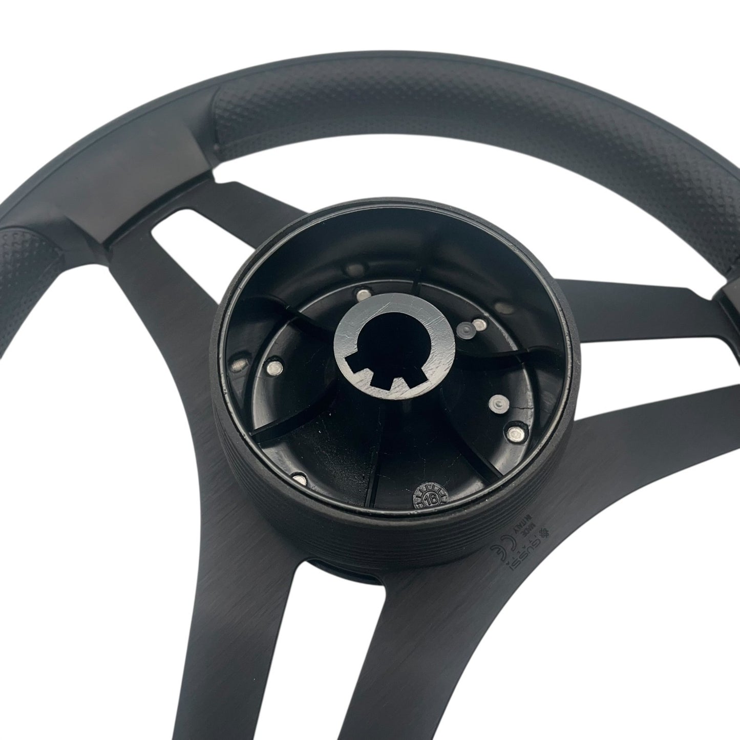 Gussi Italia Marine Steering Wheel Black Brushed Metal Spokes | Plain Dome