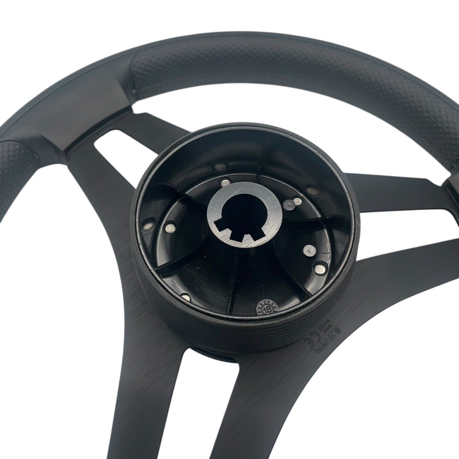 Gussi Italia Marine Steering Wheel Black Brushed Metal Spokes | Plain Dome