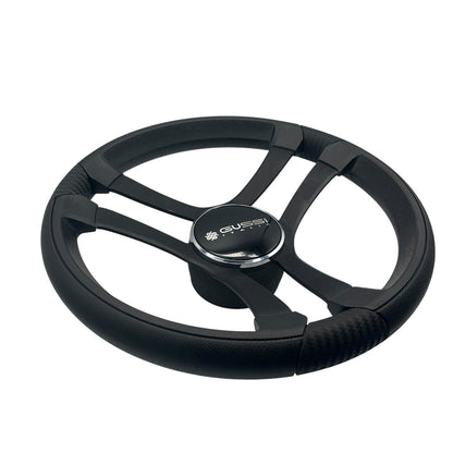 Benaco Boat Steering Wheel Black Brushed Aluminum Spokes