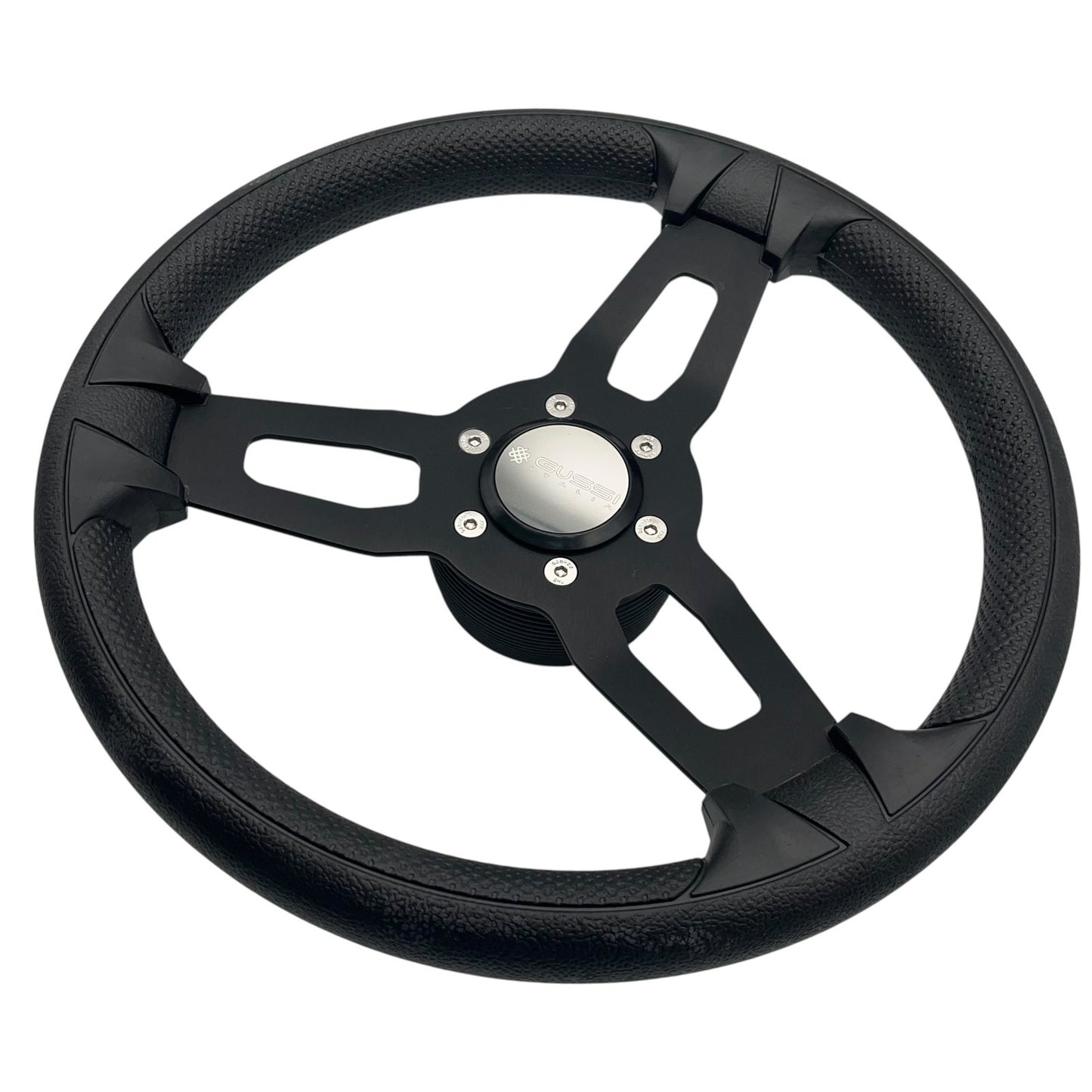 Model 15 Marine Steering Wheel Black Brushed Aluminum Spokes | Gussi Italia