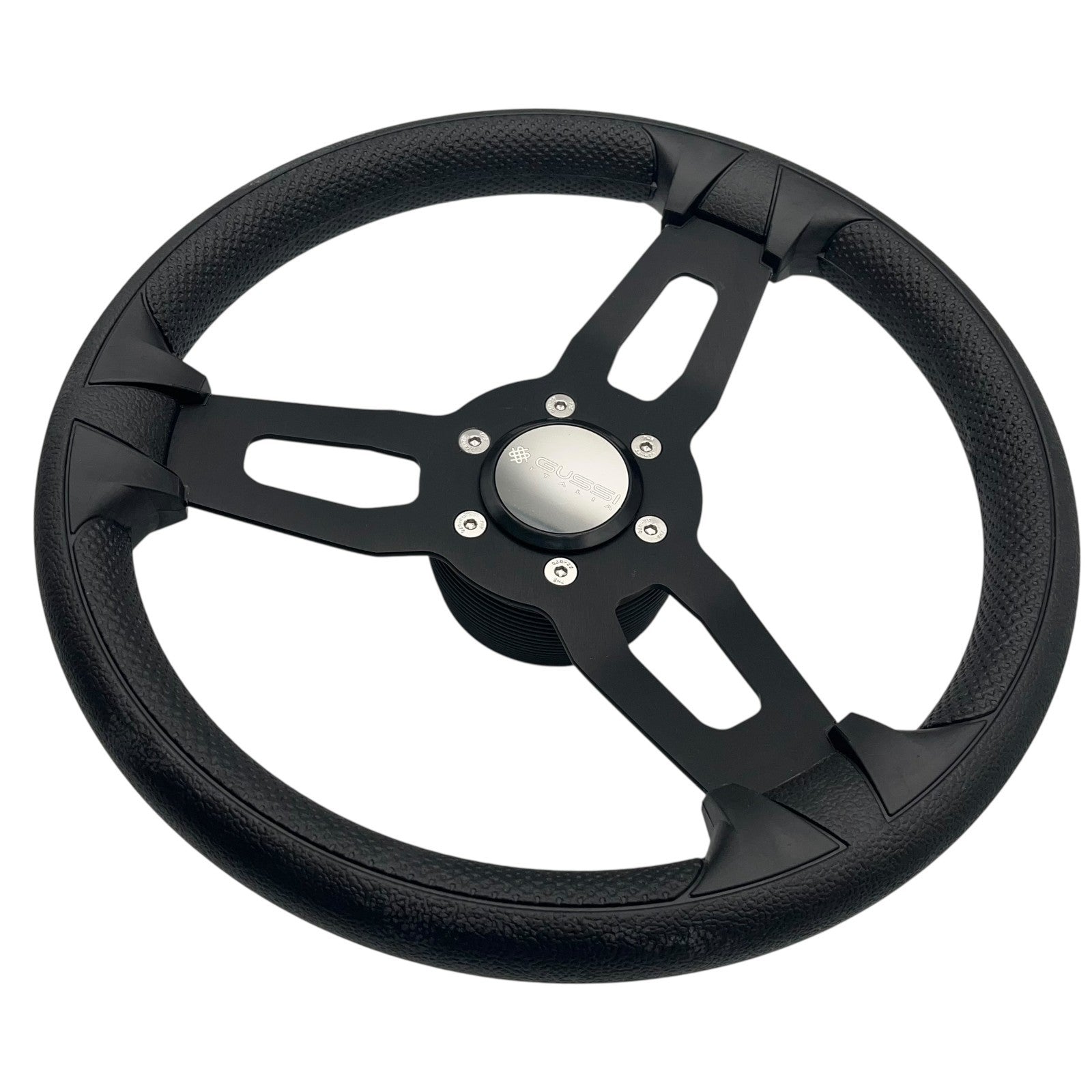 Model 15 Marine Steering Wheel Black Brushed Aluminum Spokes | Gussi Italia
