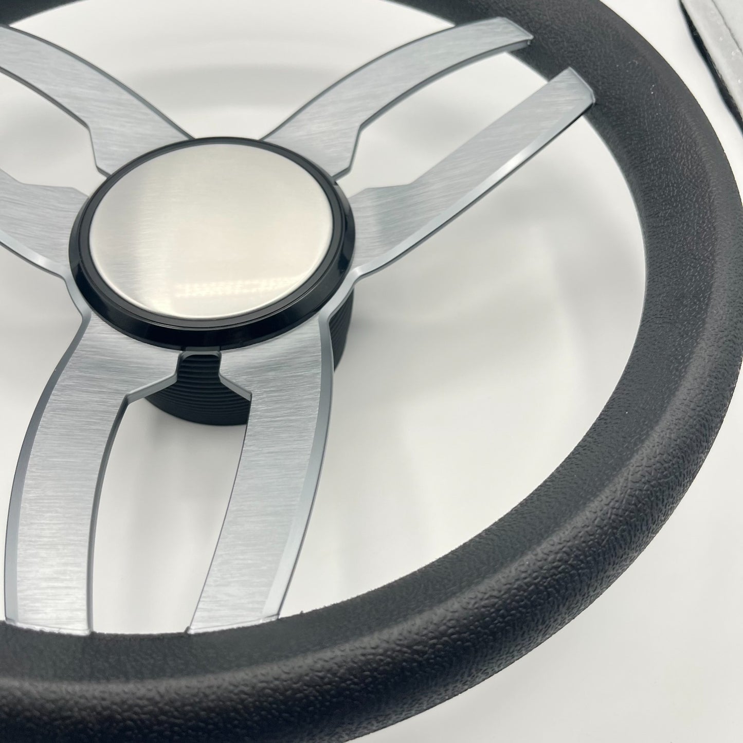Cabrio Boat Steering Wheel Gray Brushed Alum Spoke | Plain