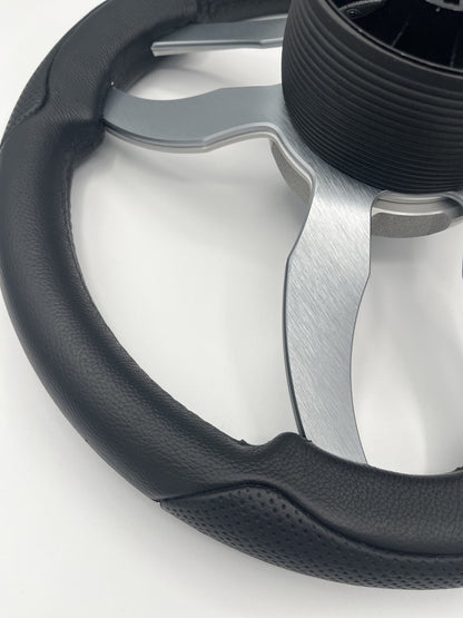 Garda Boat Steering Wheel Brushed Dual Spoke Alum | Manitou Pontoon Boat Logo