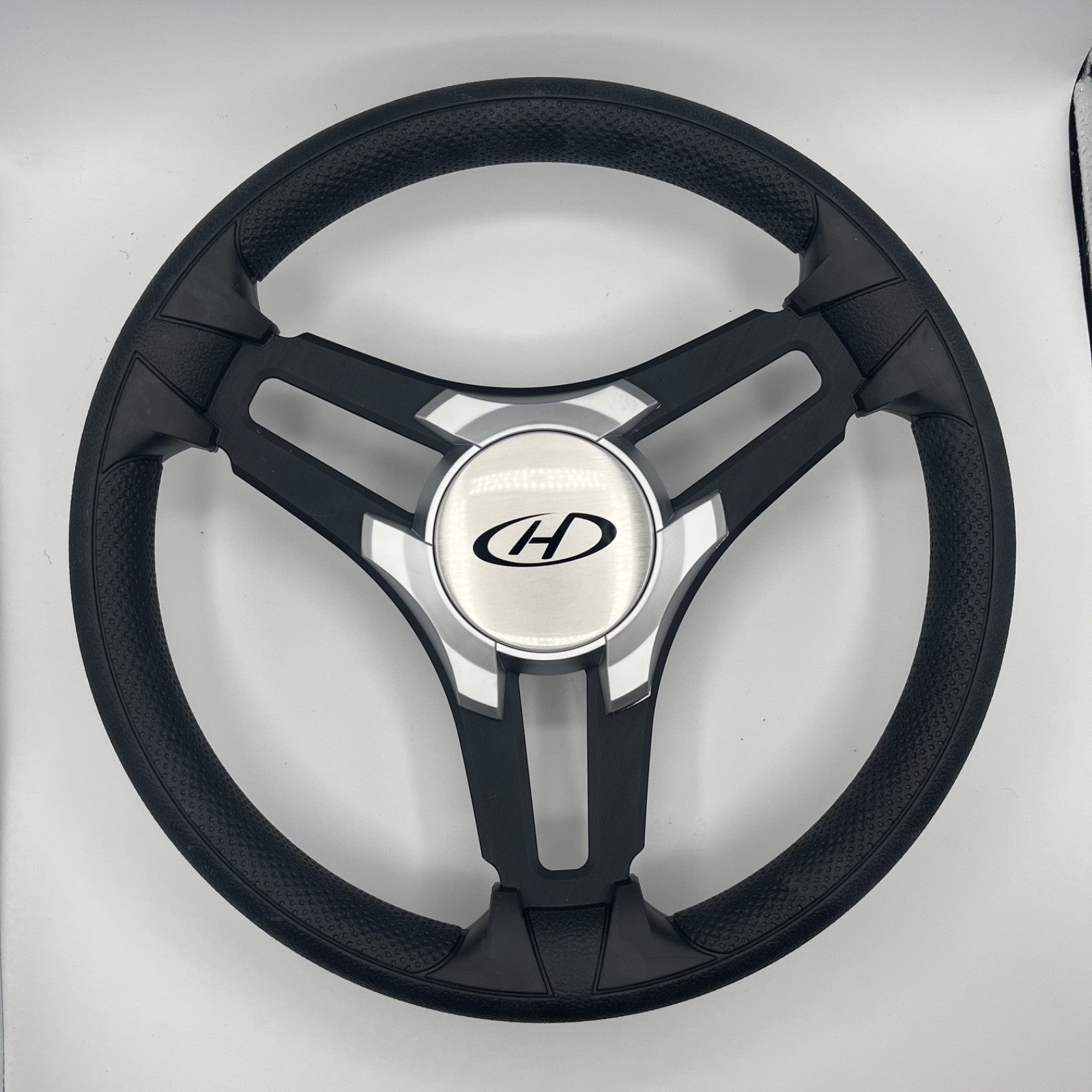 Gussi Italia Marine Steering Wheel Black Brush Metal Spokes | Harris Kayot