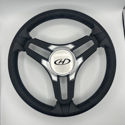 Gussi Italia Marine Steering Wheel Black Brush Metal Spokes | Harris Kayot