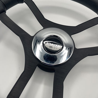 Malera Boat Steering Wheel Black Aluminum Spokes | Stabicraft