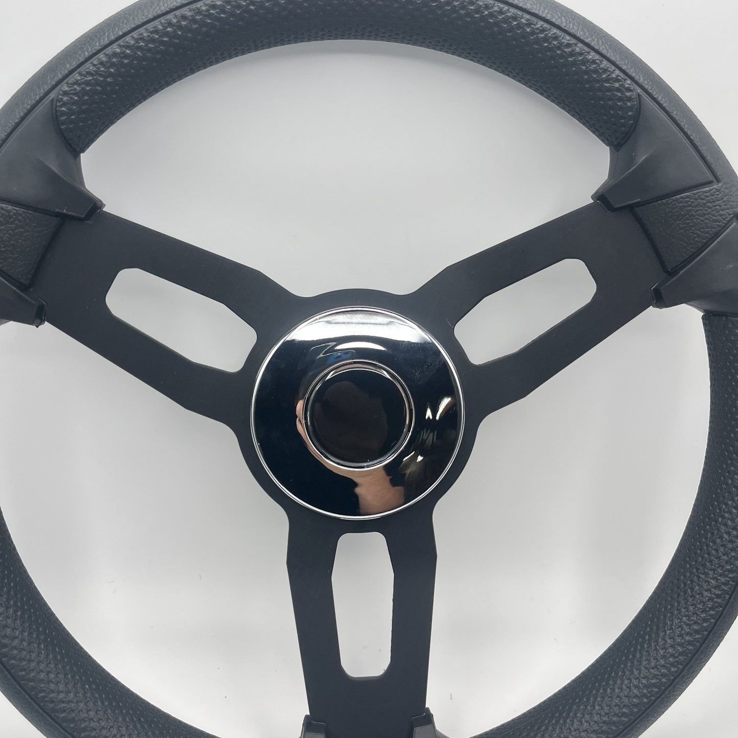 Gussi Italia Model 15 Steering Wheel Blk Brushed Alum Spokes | Chrome Blank