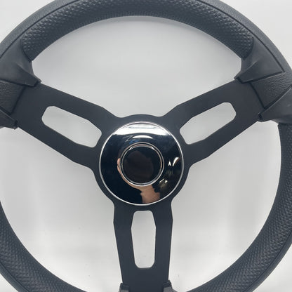 Gussi Italia Model 15 Steering Wheel Blk Brushed Alum Spokes | Chrome Blank