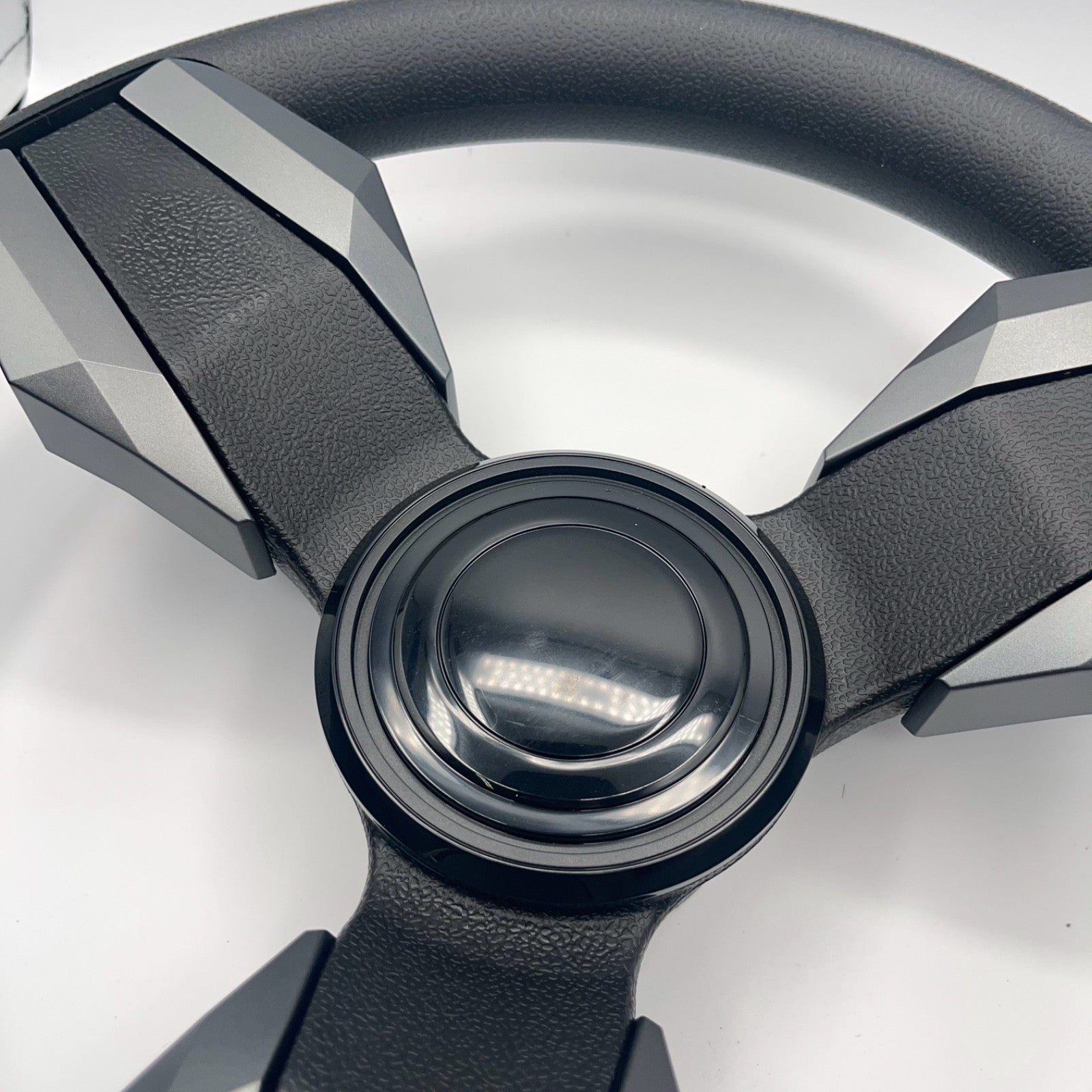 Collina Boat Steering Wheel Dark Gray Inserts - LG Black - Keyed ONLY