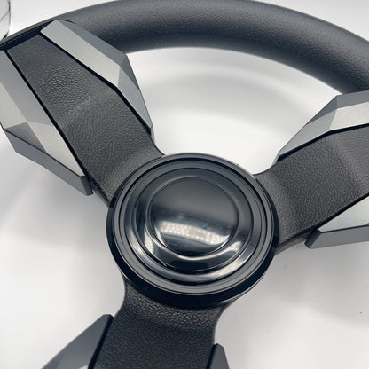 Collina Boat Steering Wheel Dark Gray Inserts - LG Black - Keyed ONLY