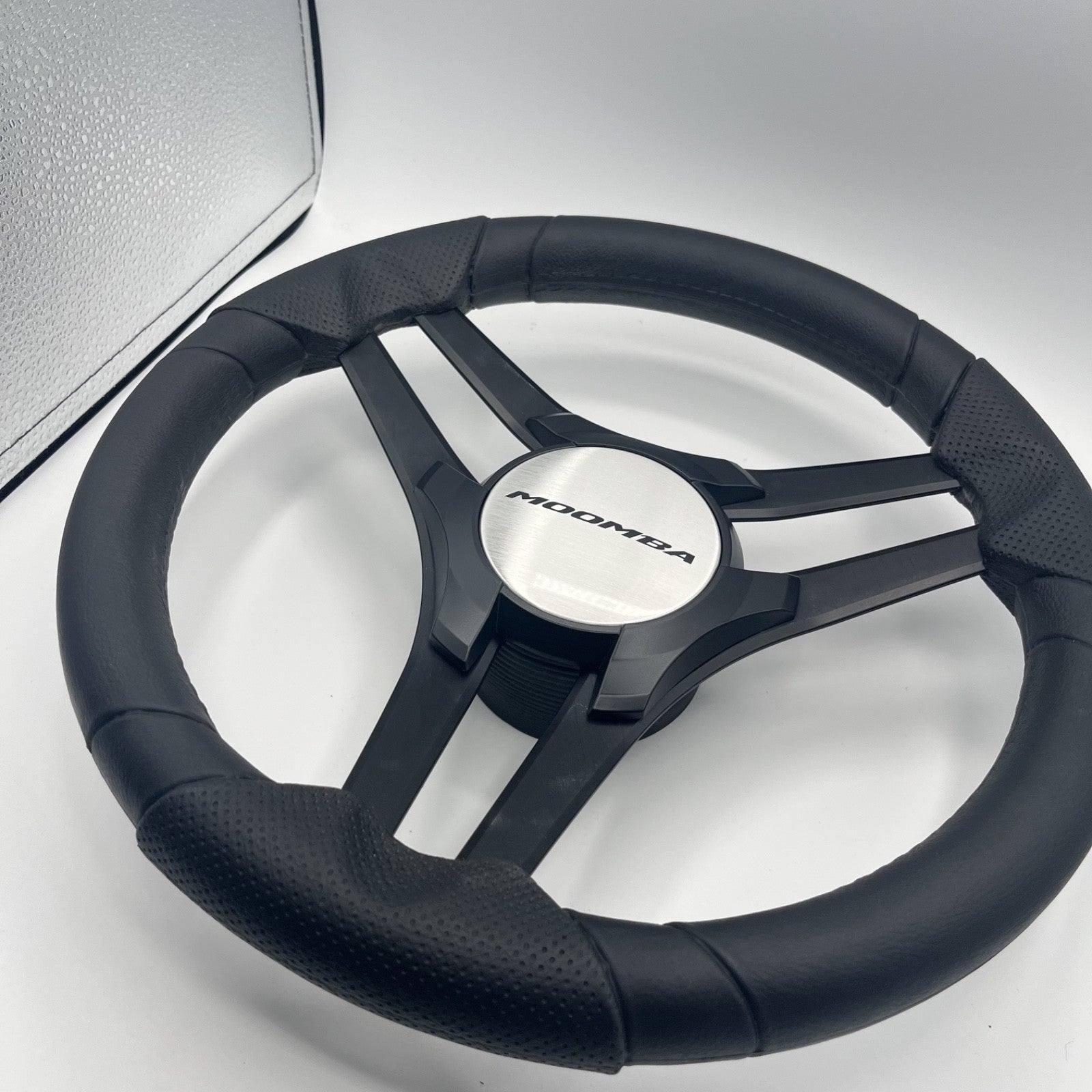 Molinara Marine Steering Wheel Black Brushed Alum Spokes | Moomba