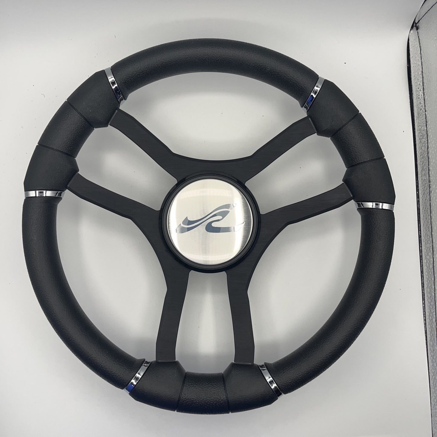 Malera Boat Steering Wheel Black Aluminum Spokes | SeaRay Boats