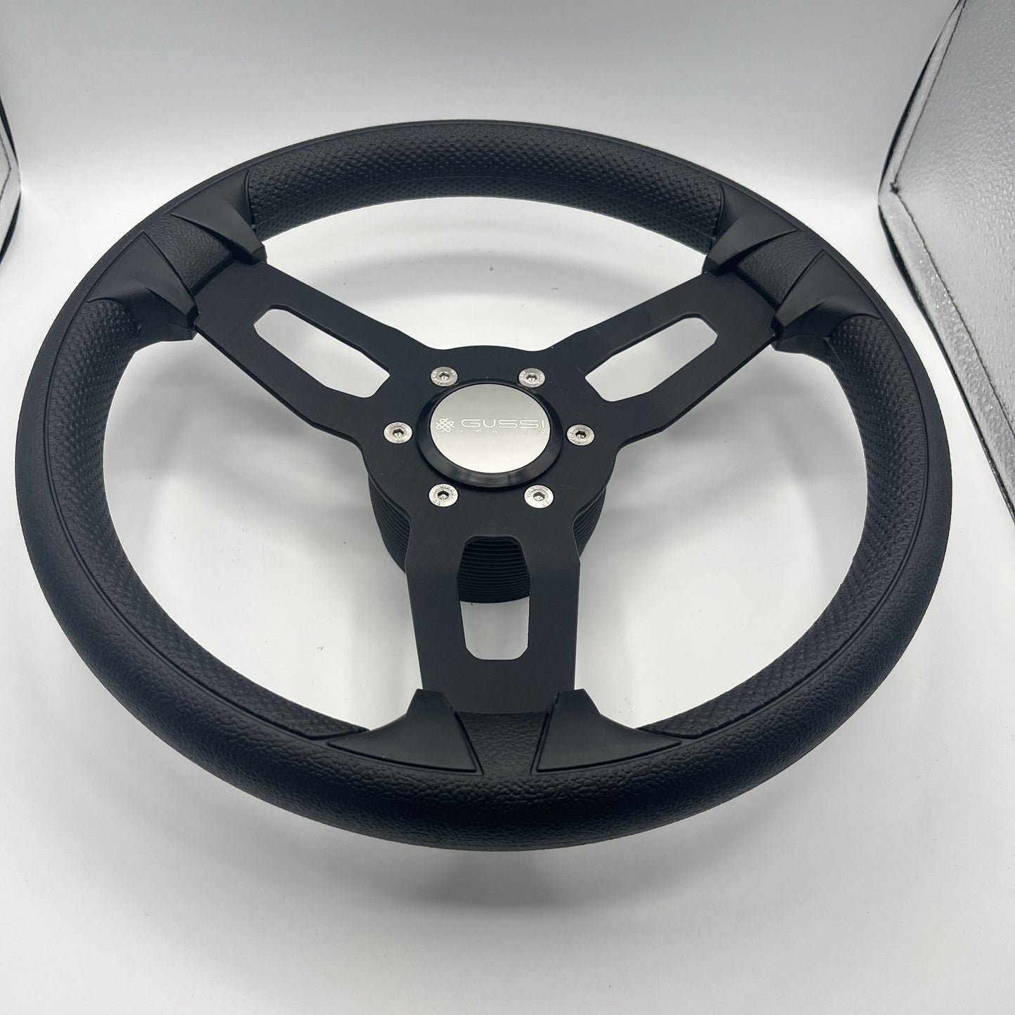 Gussi Italia Model 15 Steering Wheel Blk Brushed Alum Spokes | Gussi Stainless