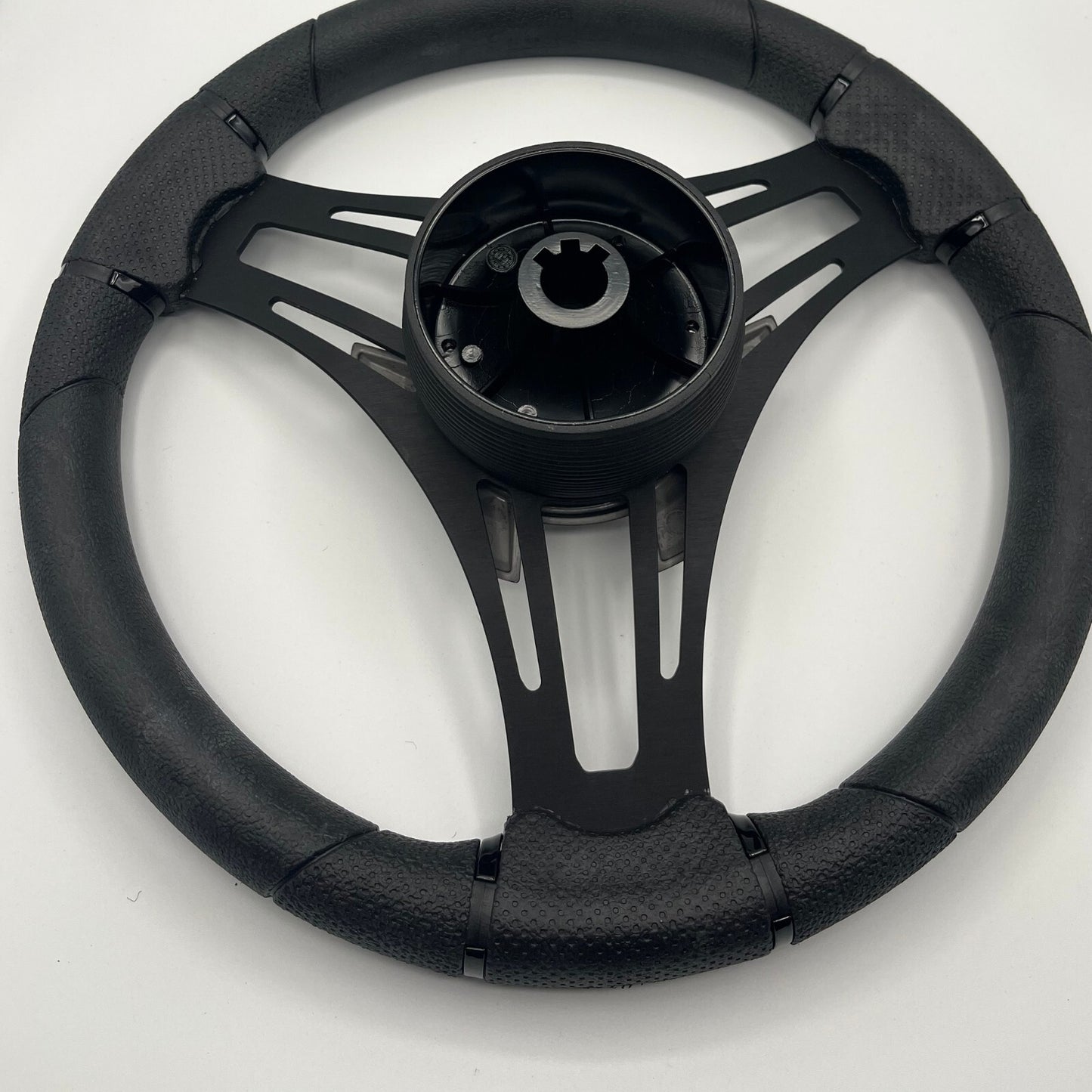 Verona Boat Steering Wheel Black Brushed Aluminum Spokes | Excel Boats