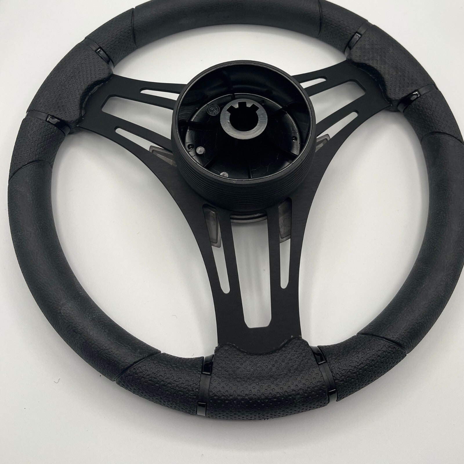 Verona Boat Steering Wheel Black Brushed Aluminum Spokes | Excel Boats