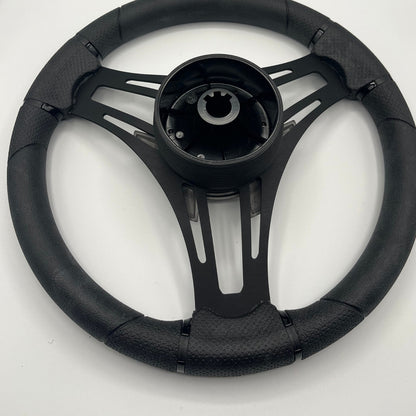 Verona Boat Steering Wheel Black Brushed Aluminum Spokes | Excel Boats