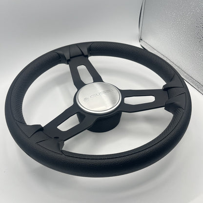Gussi Italia Model 15 Steering Wheel Blk Brushed Alum Spokes | Silver Gussi Logo