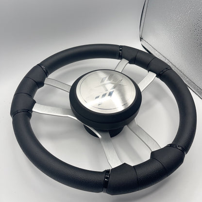 Malera Boat Steering Wheel Brushed Aluminum Spokes | ATX Boats