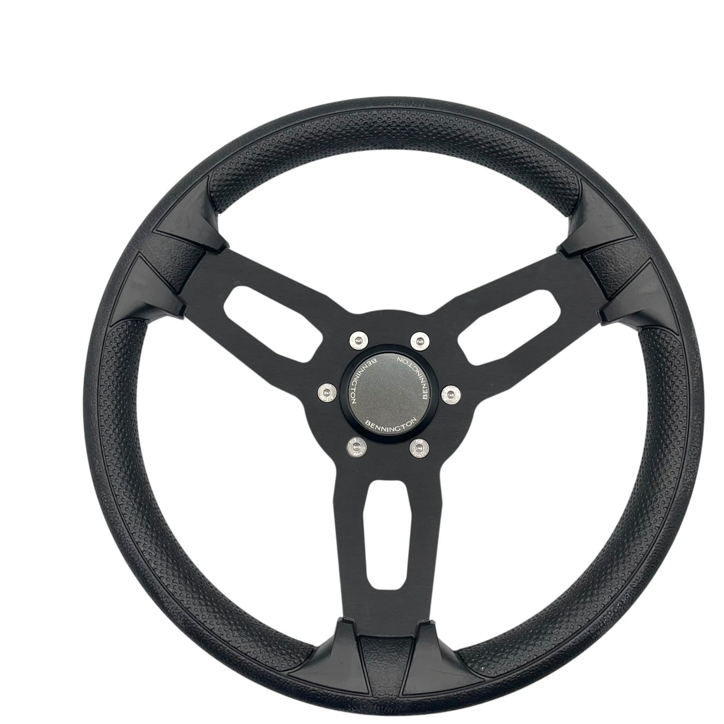 Model 15 Marine Steering Wheel Black Brushed Aluminum Spokes | Bennington