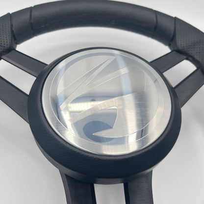 Molinara Marine Steering Wheel Black Brushed Aluminum Spokes | Tige