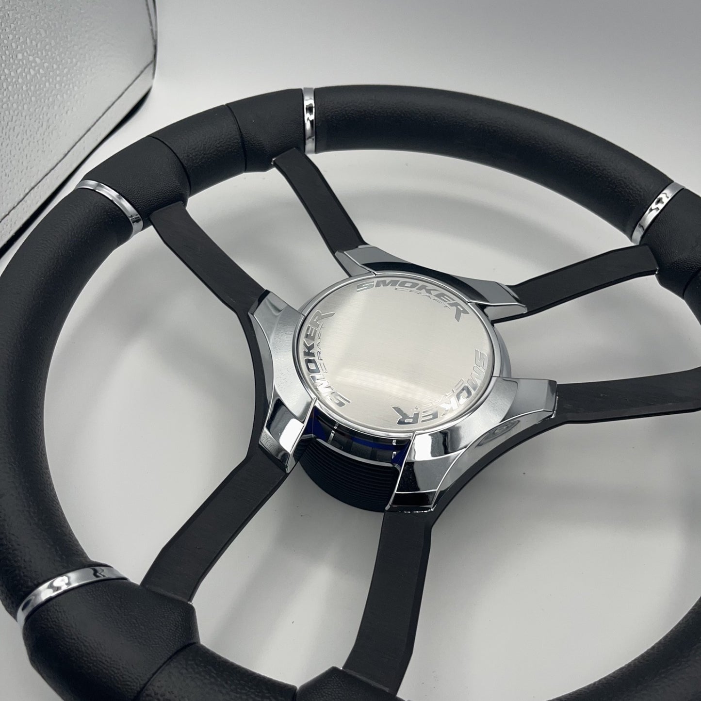 Malera Boat Steering Wheel Black Aluminum Spokes | Smokercraft Boats