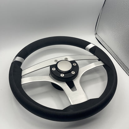 Badia Boat Steering Wheel Brushed Aluminum Spokes | Blank Snap-in