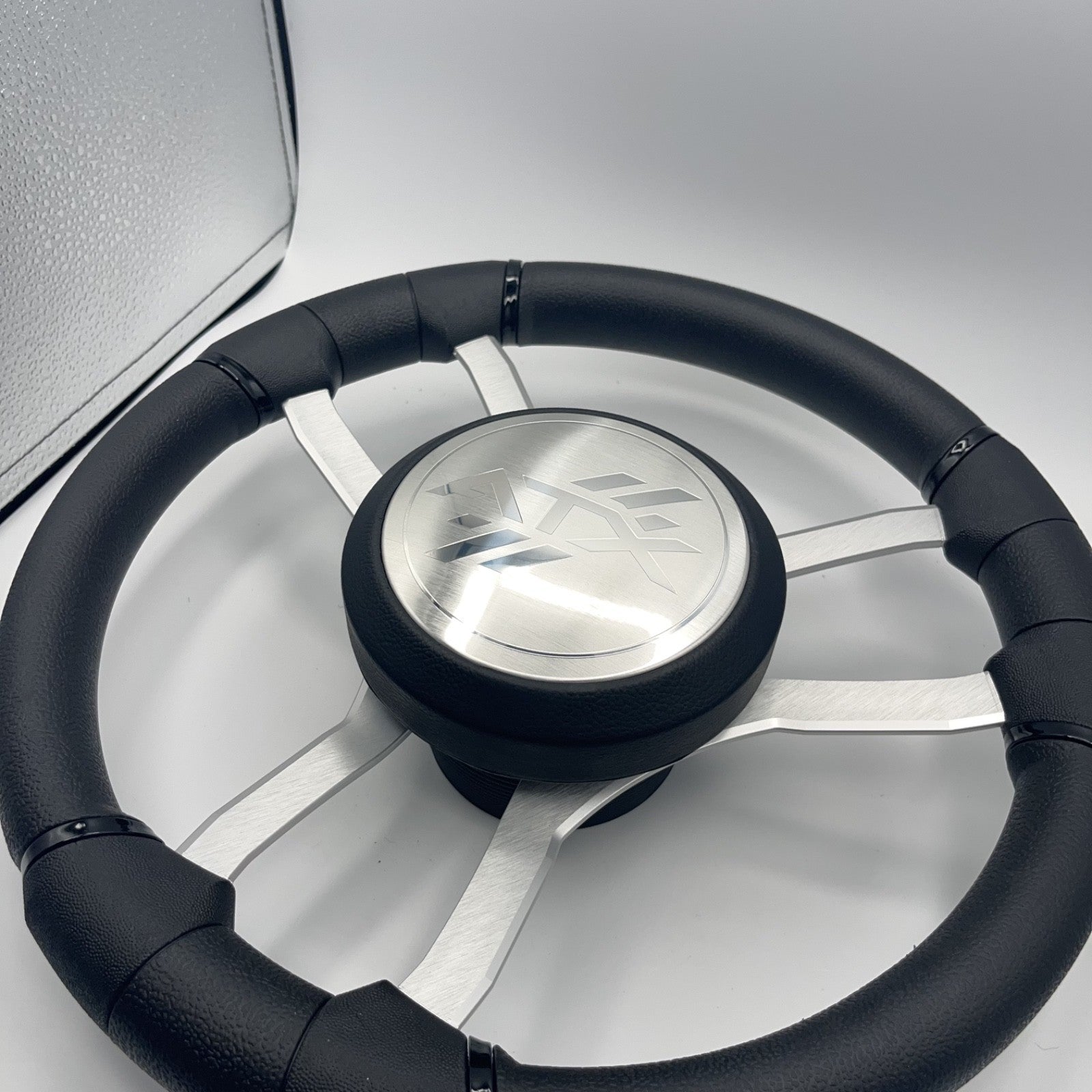 Malera Boat Steering Wheel Brushed Aluminum Spokes | ATX Boats