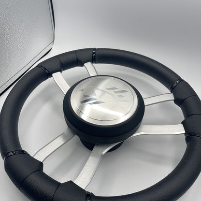 Malera Boat Steering Wheel Brushed Aluminum Spokes | ATX Boats