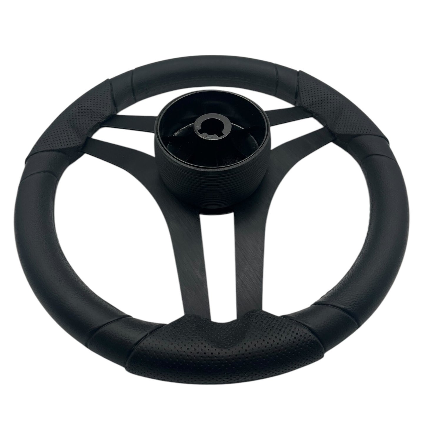 Molinara Marine Steering Wheel Black Brushed Aluminum Spokes | Lowe