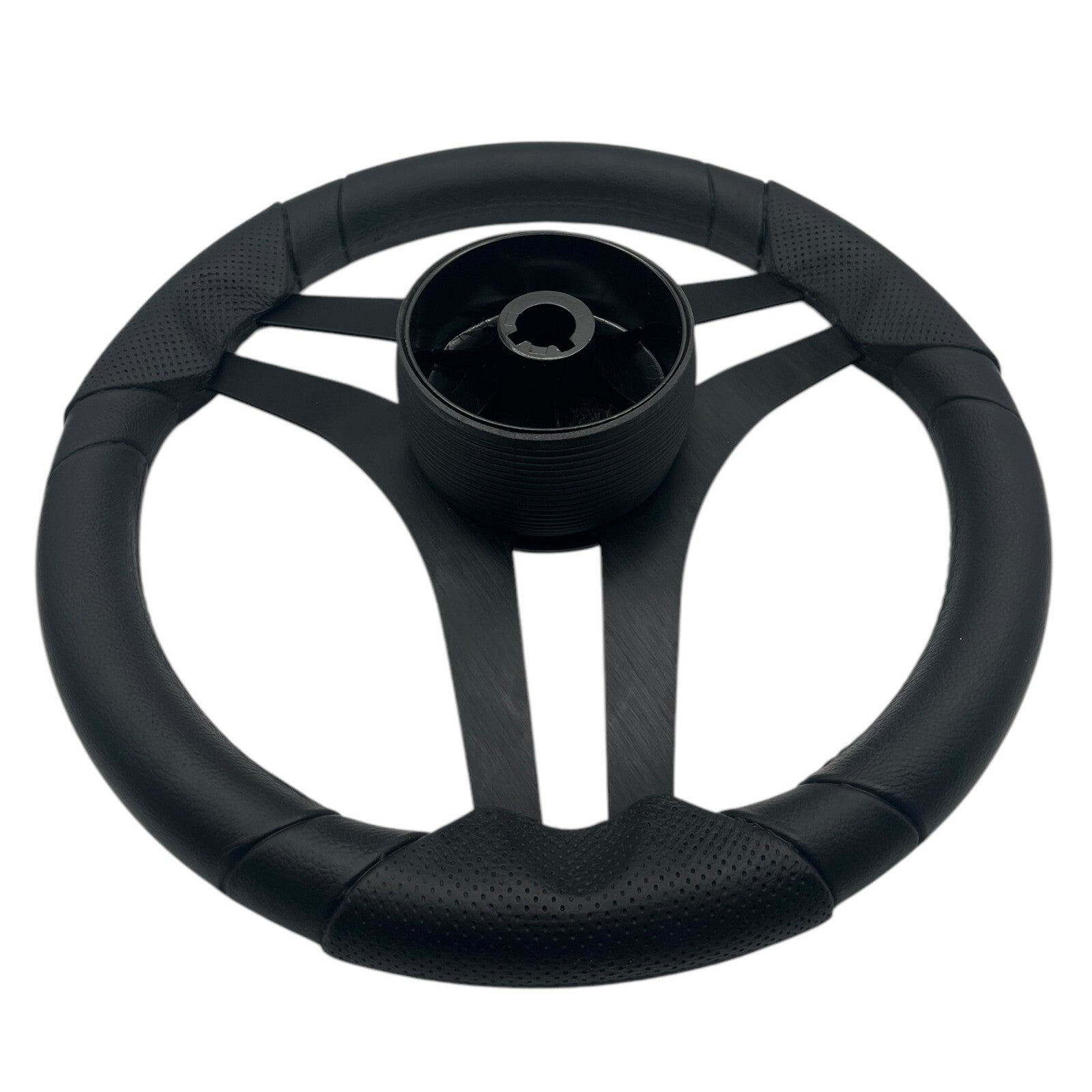 Molinara Marine Steering Wheel Black Brushed Aluminum Spokes | Lowe