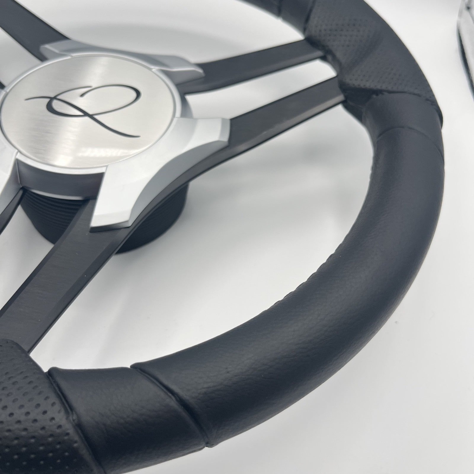 Molinara Marine Steering Wheel Black Brushed Alum Spokes | Apex