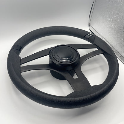 Badia Boat Steering Wheel Brushed Black Aluminum Spokes | LG Black Snap-in
