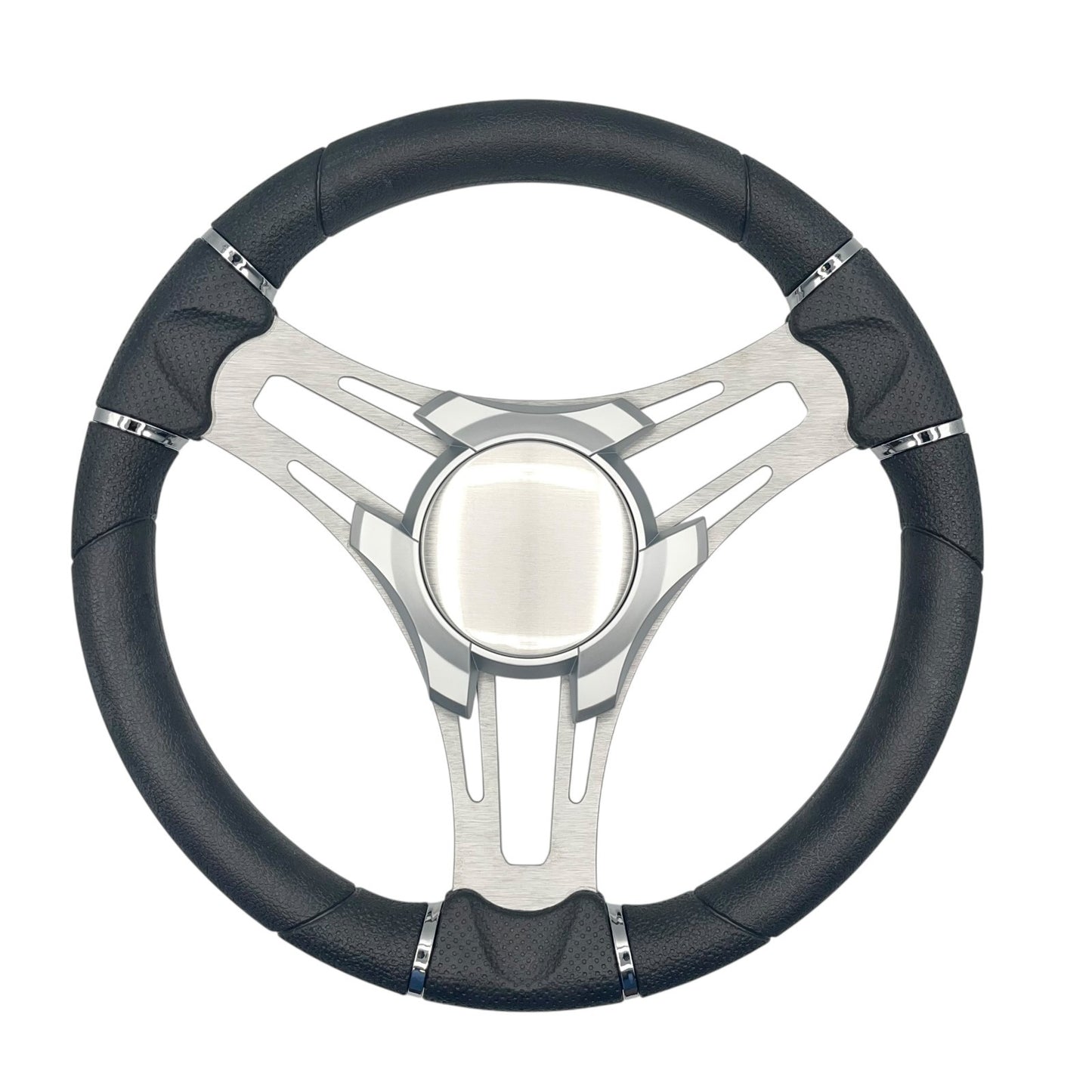 Verona Boat Steering Wheel Gray Brushed Aluminum Spokes KEYED or SPLINED HUB
