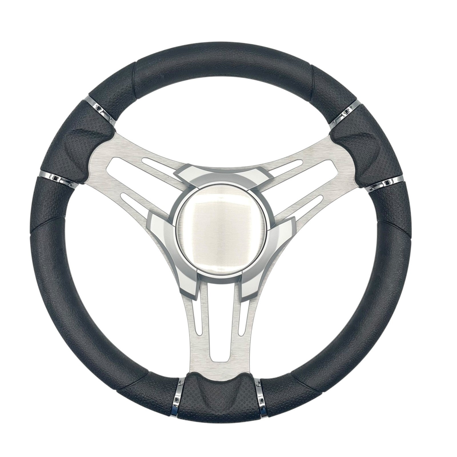Verona Boat Steering Wheel Gray Brushed Aluminum Spokes KEYED or SPLINED HUB