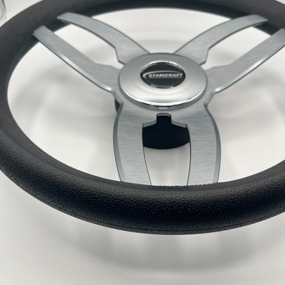 Cabrio Boat Steering Wheel Gray Brushed Alum Spoke | StabiCraft