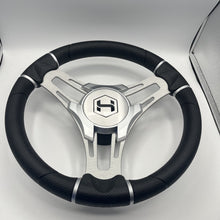 Gussi Italia Boat Steering Wheel Brushed Aluminum Spokes | Harris Pontoon Cap