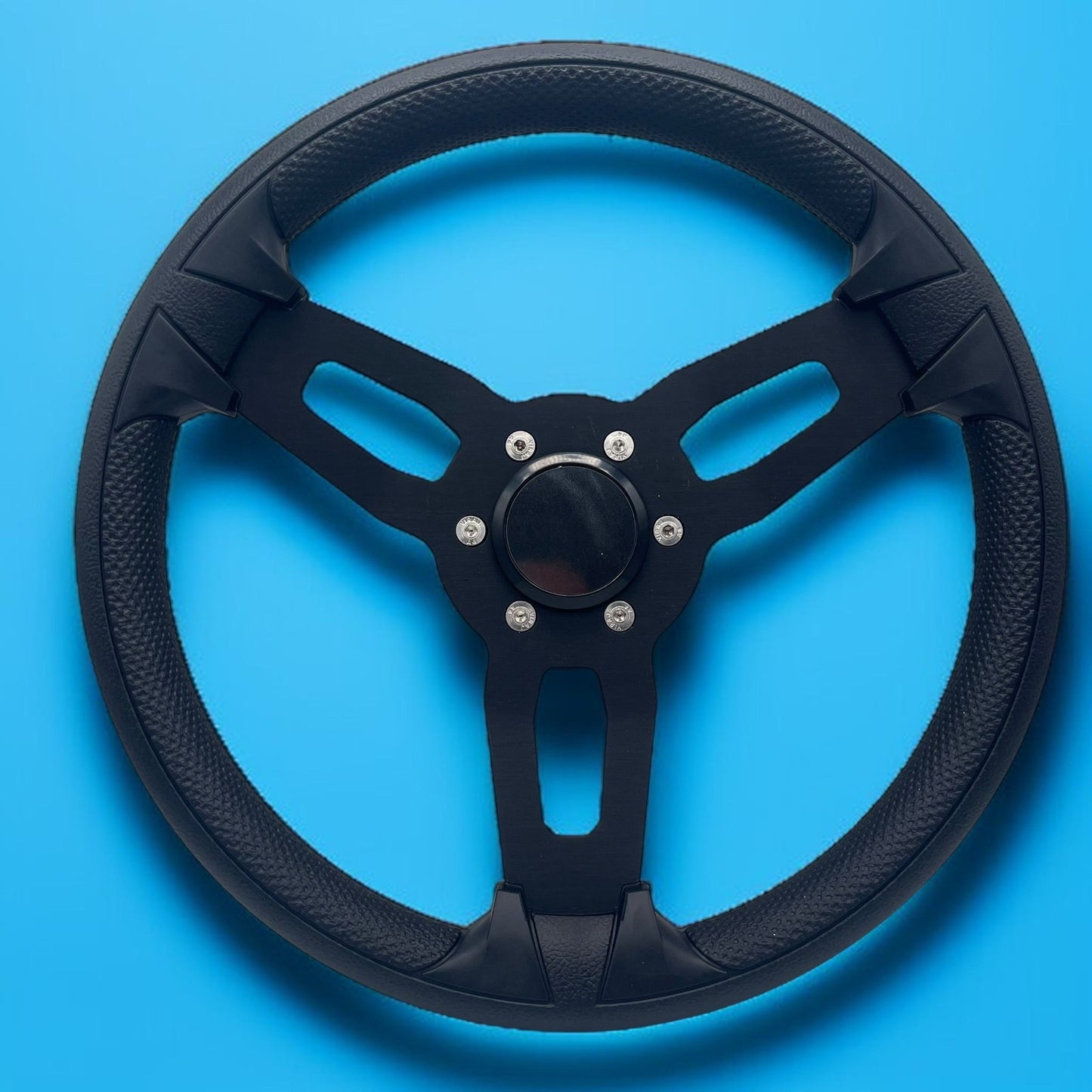 Gussi Italia Boat Model 15 Steering Wheel Black Brushed Alum Spokes |Blank