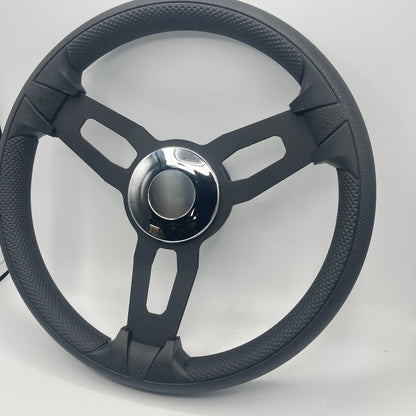 Gussi Italia Model 15 Steering Wheel Blk Brushed Alum Spokes | Chrome Center