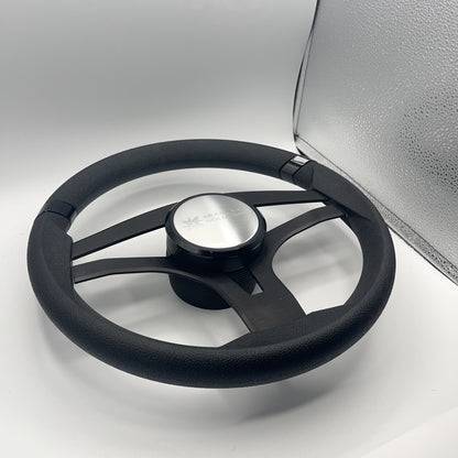 Badia Boat Steering Wheel Brushed Black Aluminum Spokes | Seastar Solutions