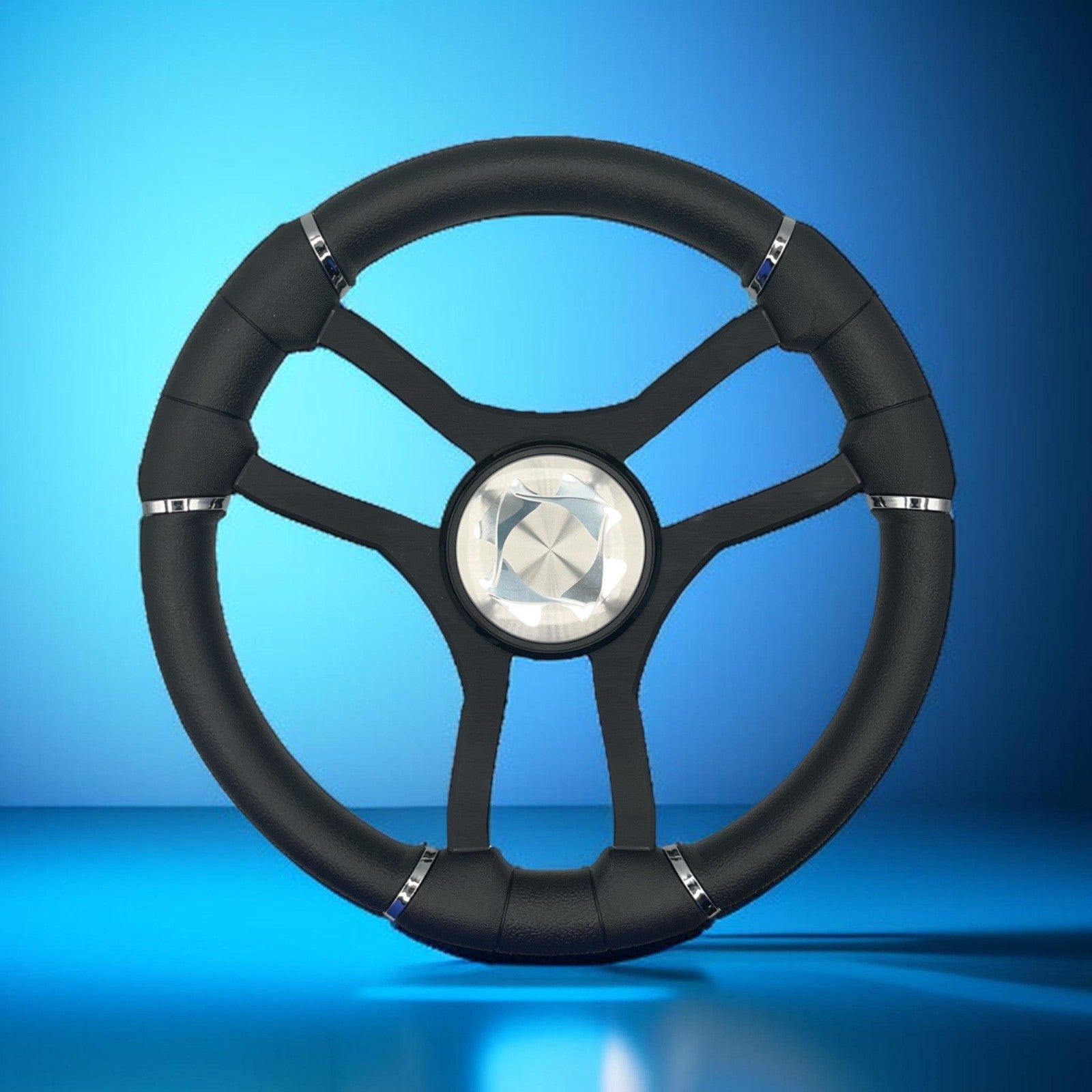 Malera Boat Steering Wheel Black Aluminum Spokes | Stingray