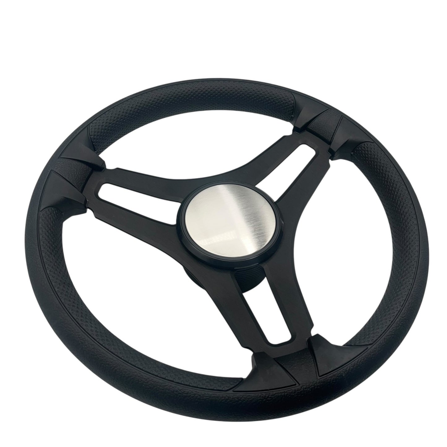 Gussi Italia Marine Steering Wheel Black Brushed Metal Spokes | Plain Dome