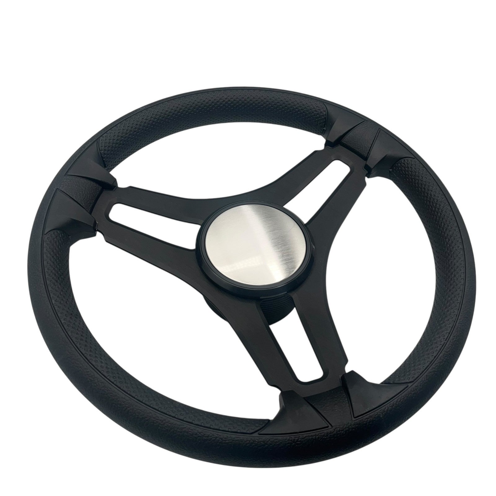 Gussi Italia Marine Steering Wheel Black Brushed Metal Spokes | Plain Dome