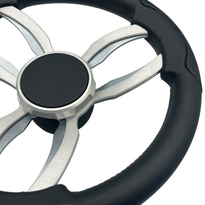 Garda Boat Steering Wheel Brushed Dual Spoke Alum | Plain Center Cap